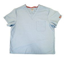 Dickies Scrub Top Unisex Size 2XL V Neck Light Blue 83706 Cotton Poly