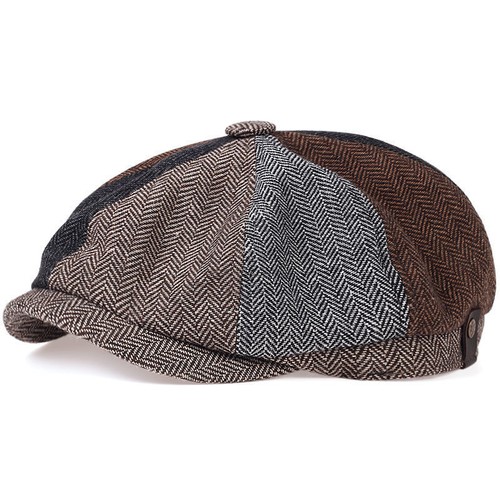 Retro Classic Octagonal Hat British Newsboy Hat Herringbone Mens Casual Beret - Bild 25 von 25