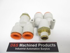 New Lot of 2 SMC KQ2U13-35S Pneumatic Y Fittings, 1/4" NPT, 1/2" Tubing