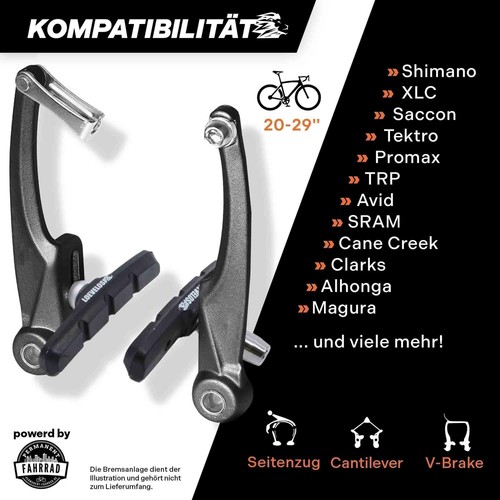 V-Brake Bremsbeläge 2 Paar LOEVELOSI Bremsbelag-Set Fahrrad Bremsbacken V-Bremse - Bild 2 von 7