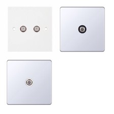 Single/Twin F type Satellite Socket/Wall Plate White/Screwless Chrome PCB