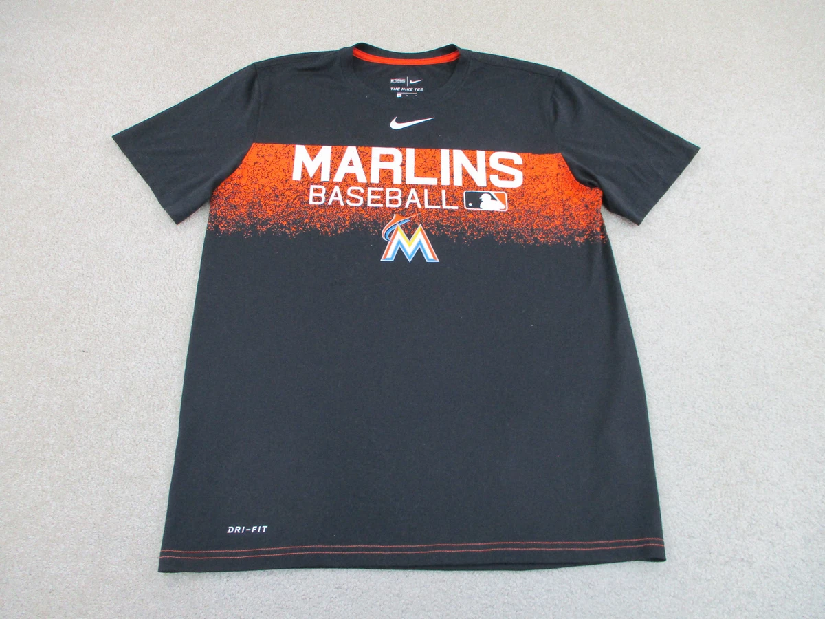 Miami Marlins Shirt Adult Medium Black Orange MLB Baseball Nike Drifit Mens  A31*