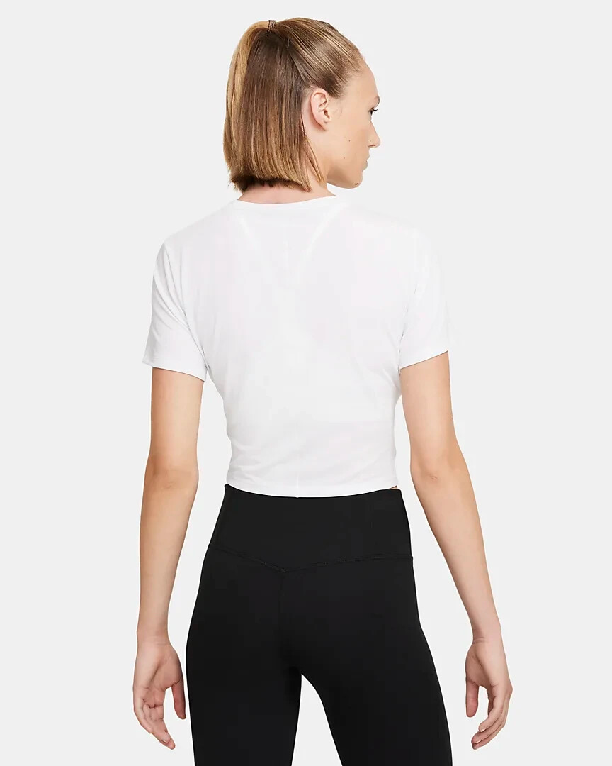 ★★Nike★★ One Fitted Dry Fit Short Sleeve Crop Top W Whit Nike One Fitted Women's Dri-FIT Short-Sleeve Cropped Top