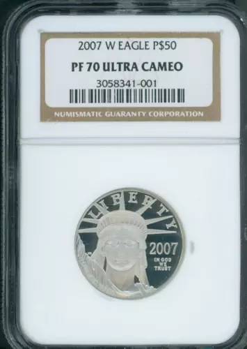 2007-W $50 PLATINUM EAGLE STATUE OF LIBERTY 1/2 Oz. NGC PF70 PROOF PR70 PF-70 !!