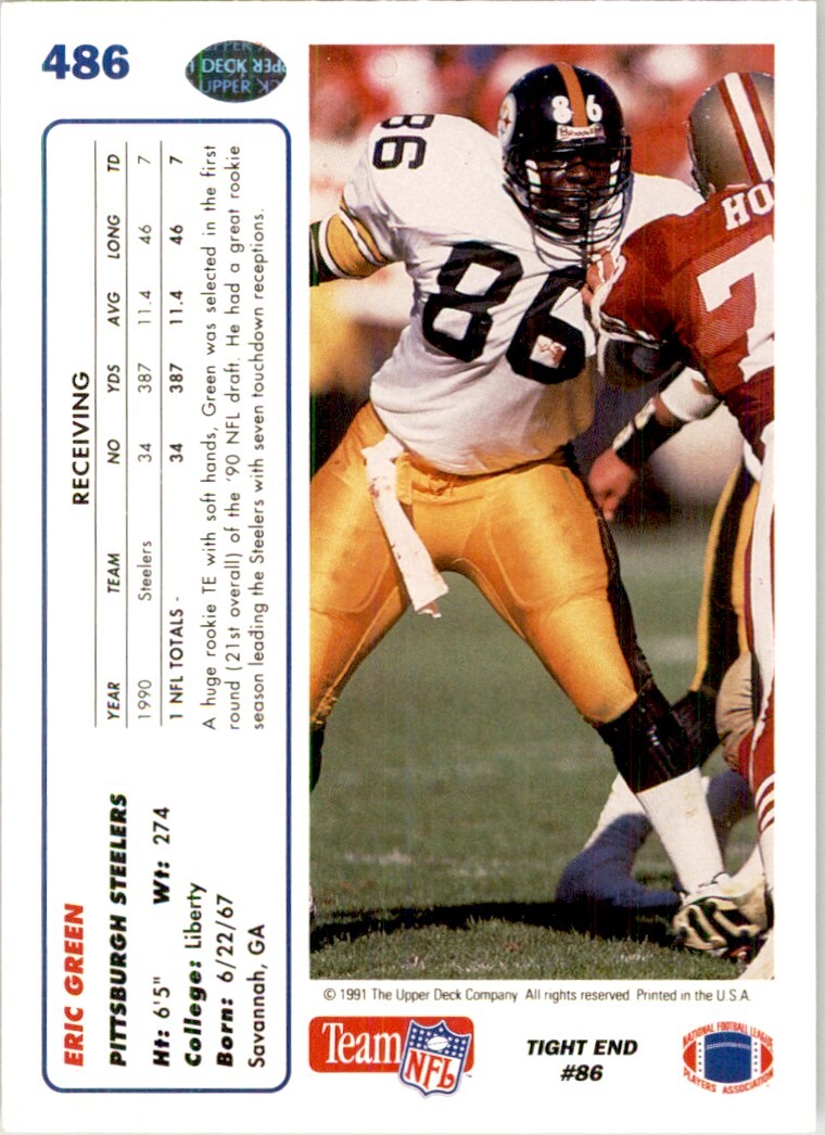 1991 Upper Deck Eric Green Football Cards 486 eBay