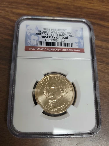 2007 D  Presidential Dollar - NGC BU - George Washington - First Day of Issue