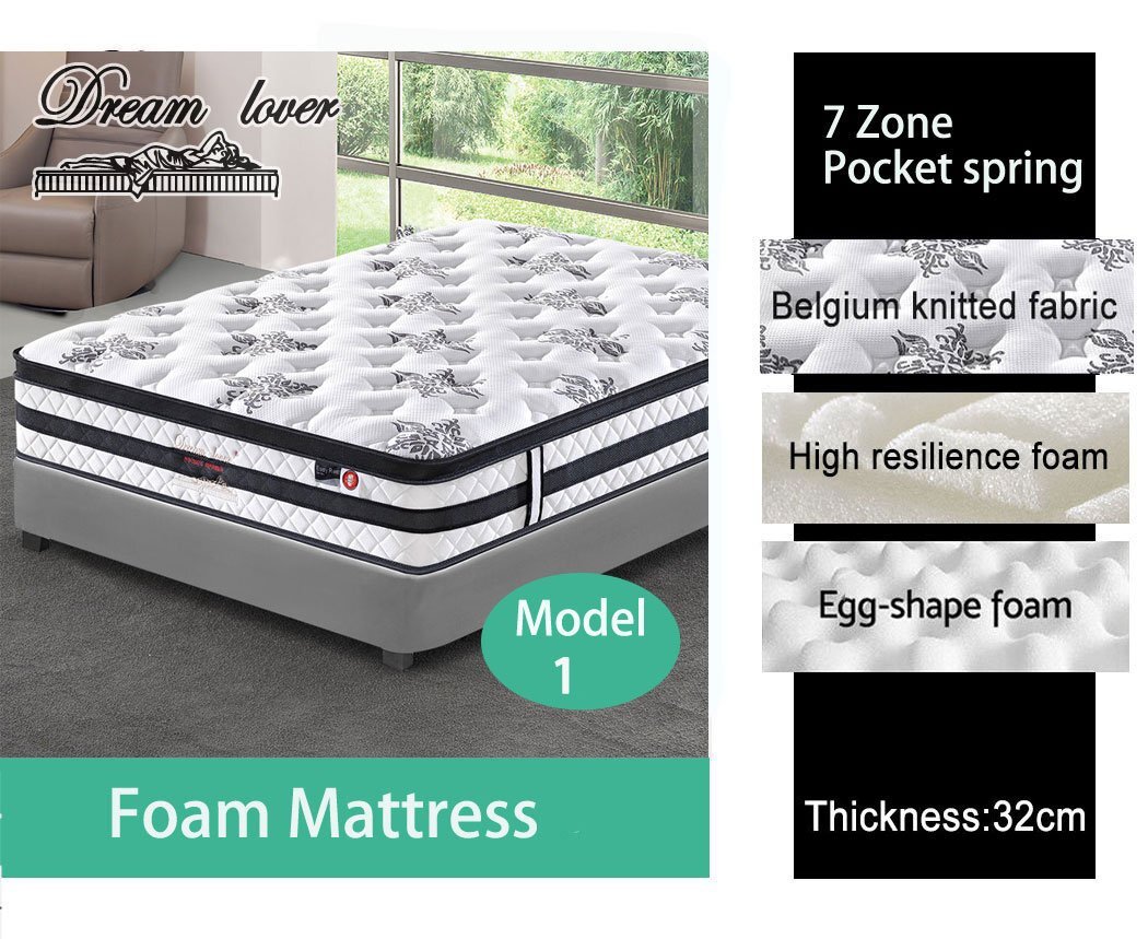 Dream Lover Mattress Queen Double King Single Bed Memory Foam Pocket