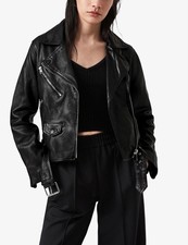 All Saints Griffin Black Biker Jacket Uk 12 Rrp £339