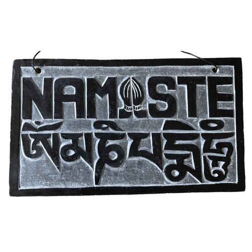 namaste stone sign om padme welcome door hanger buddhist hippy - Picture 3 of 11