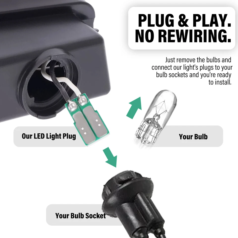 HECASA For Dodge Charger 2011-2014 LED Rear Bumper Side Marker Lights Red/Smoke - Image 4 of 4