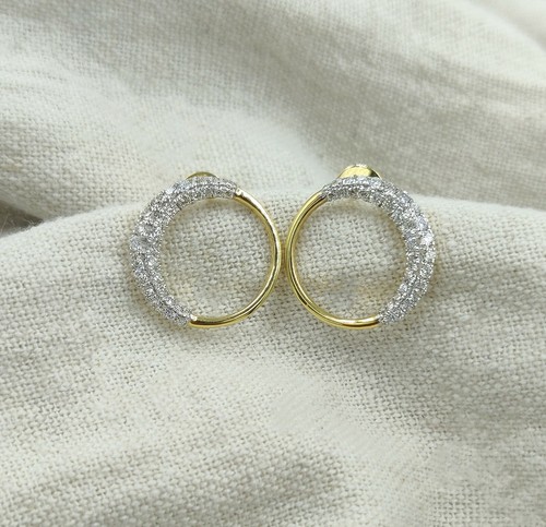 0.46ct Diamond Crescent Moon Earrings, 14kt solid gold, graduation gift for her. - Picture 3 of 5