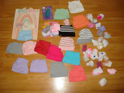 0-3M Baby Accessories Assortment! New Philips 0-3M Soothie. Used Beanies + Socks