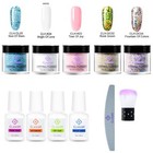 11PCS Nail Art Glitter Dipping Powder Kit Liquid with Brush Polish Starter Kit