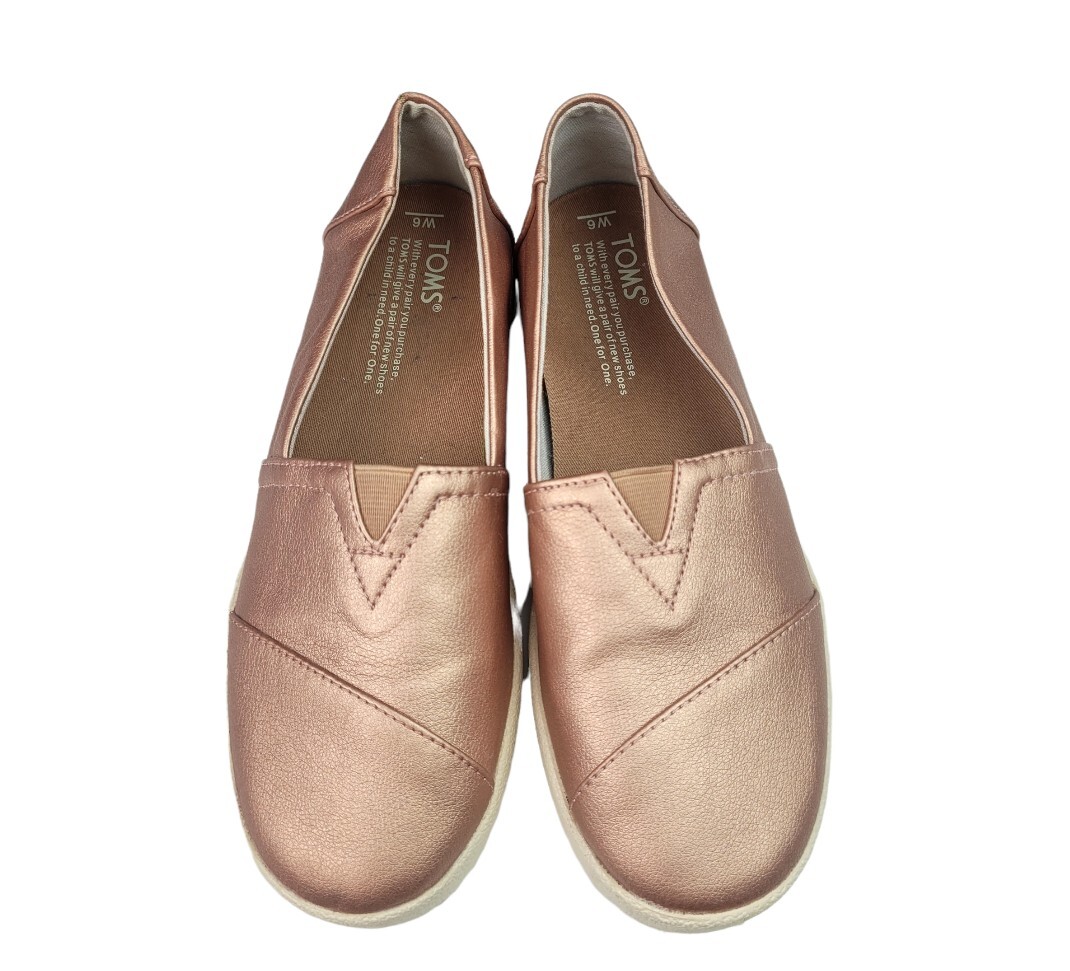 TOMS Womens Shoes Avalon Rose Gold Metallic Slip On Casual Shoes Sz