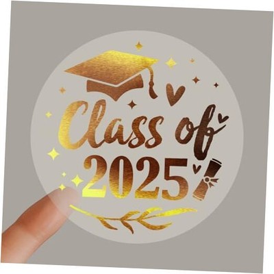 100 x Graduation Stickers Transparent Gold Foil Grad Favor Label Class ...