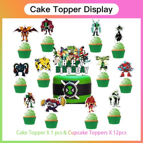 Ben 10 Birthday Decoration Party Supplies Set Balloons Cake Toppers Banner - Picture 5 of 7
