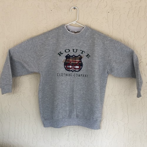 Vintage 90s Sweatshirt Women Medium Route 66 90s Gray - 第 1/8 張圖片
