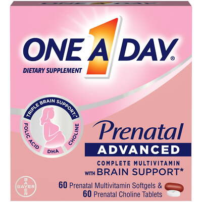 One A Day Advanced Prenatal Multivitamin with Choline, 60+60 Count