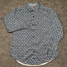 Robert Graham Shirt Mens Medium Long Sleeve Tailored Fit Flip Cuff Geometric