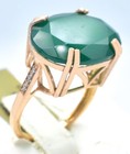 GENUINE 18.30 Cts GREEN ONYX & SAPPHIRE RING 14K ROSE GOLD PLATED (.925) - NWT — photo 1