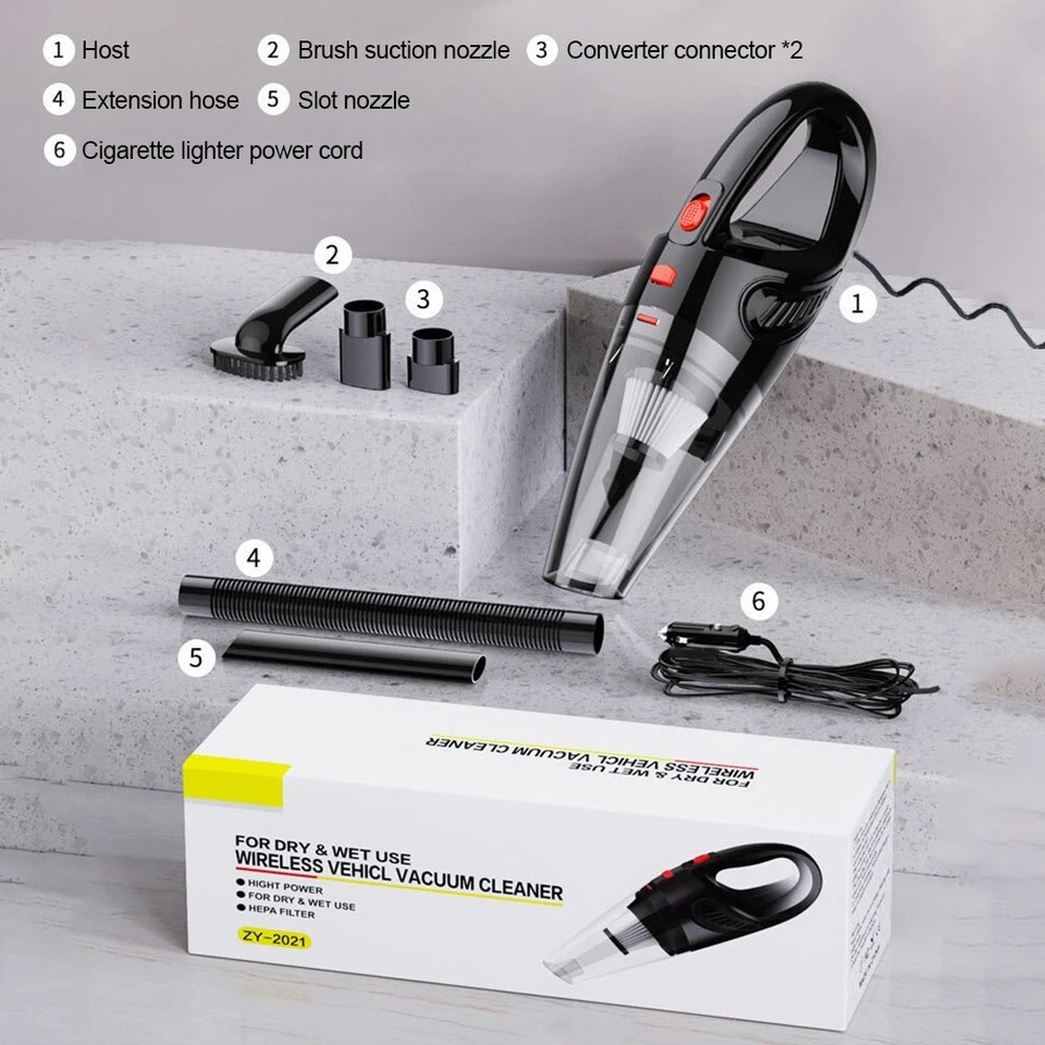 Powerful Car Vacuum Cleaner, Portable Wet&Dry Handheld strong Suction Car Vacuum - Image 2 of 4