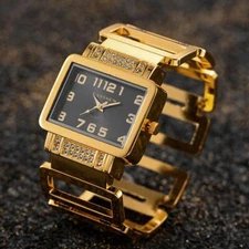 W112 Women’s Luxury Fashion Watch Gold & Silver Rectangle Bracelet Timepiece
