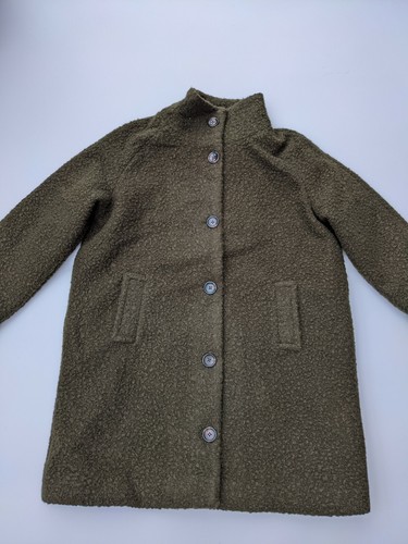 STOLEN HEART Funnel Neck Boucle Coat in Olive - SIZE UK 16 - Picture 2 of 5