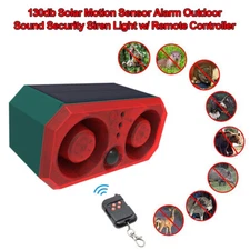 Solar Motion Sensor Alarm Outdoor - 130db Sound Security Siren Light with Remote
