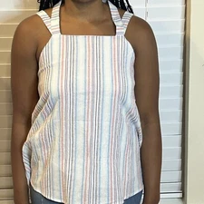 NWT Doe & Rae Sunkissed Stripes Open Back Halter Tank Top Multicolor Size L