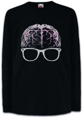 Nerd Brain Kids Long Sleeve T-Shirt Fun Computer Scientist Coder Glasses Gamer