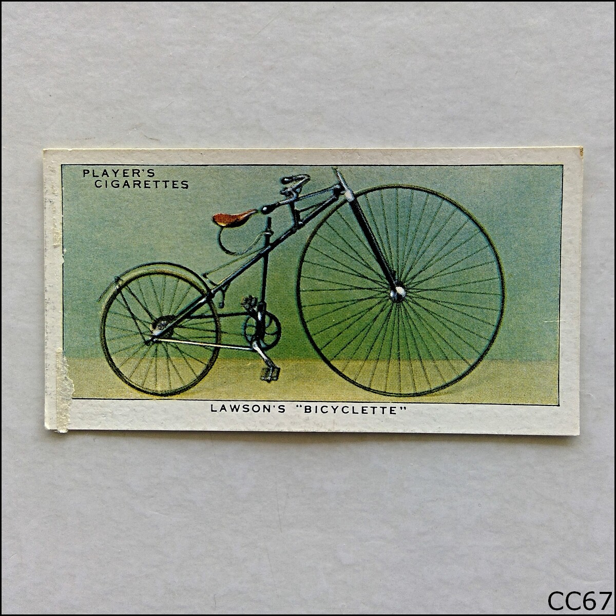 john player cigarette cards cycling John Player Cycling 1939 Cigarette Card #9 Lawson's Bicyclette (CC67)