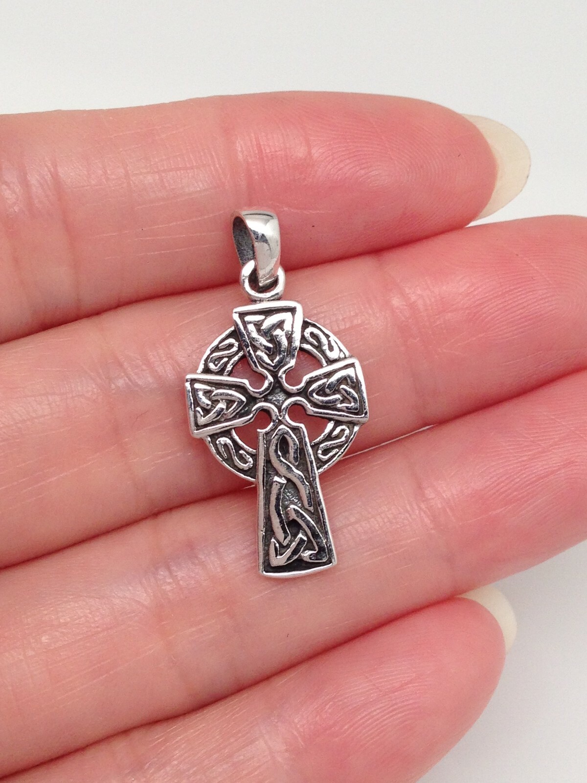 925 Sterling Silver Celtic Cross Pendant for necklace 21mm(0.83") Irish