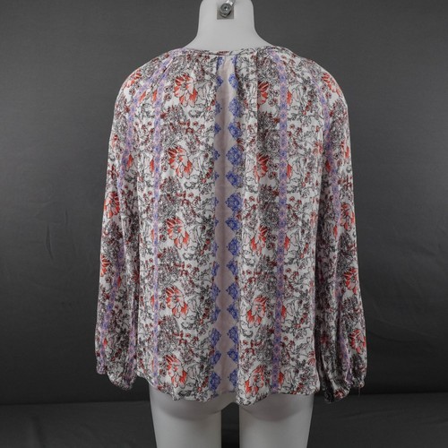 Womens Top XL Pink Blue Floral Boho Coastal Cottagecore Prairie Indie Artsy - Picture 6 of 11