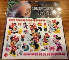 NEW 2 x Sheets of Minnie Mouse Temporary Tattoos - 15.5cms x 11cms