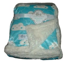 Cribmates Cloud Baby Blanket Aqua Blue Ivory Sherpa Fleece Minky 30"X40" NWT HTF
