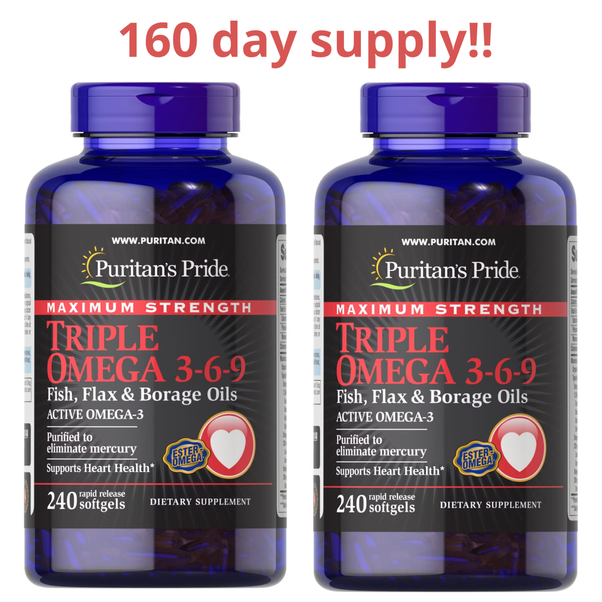 Puritan's Pride Maximum Strength Triple Omega Fish -Flax