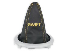 SCHALTMANSCHETTE FÜR SUZUKI SWIFT 05-10 SCHALTSACK LEDER STICKEREI FADEN GELB