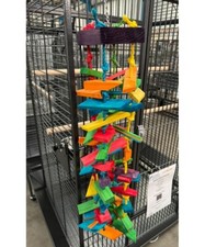 XL Parrot Toy (95cm) Rainbow Tower Wood And Rope XL Macaw Parrot Toy