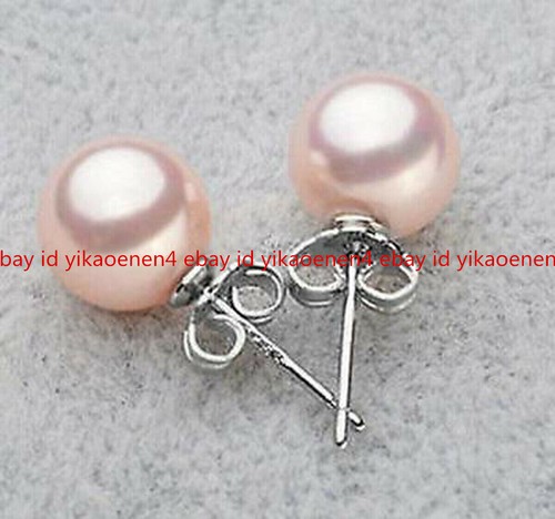 8/10/12/14MM Round South Sea Shell Pearls Silver Stud Earrings - Picture 2 of 20
