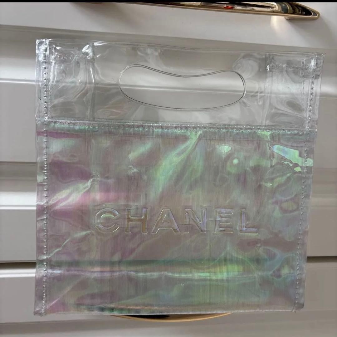 CHANEL Holographic Clear Vinyl Mini Tote Bag Pouch Novelty Y2K