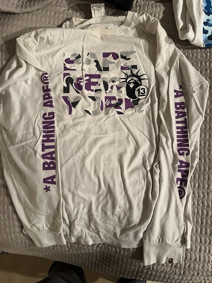 A Bathing Ape New York Men's Long Sleeve T-Shirt 2XL Purple Camo - Image 2 of 3