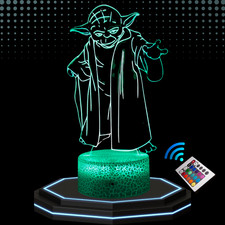 Lampe chevet 3D LED Star Wars Maitre Yoda, Veilleuse cadeau noël anniversaire