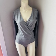Jcrew gray long sleeve bodysuit size small