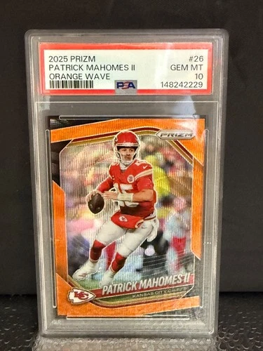 2025 PANINI PRIZM PATRICK MAHOMES II ORANGE WAVE 31/65 CHIEFS