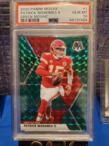 2020 Panini Mosaic Green Mosaic #1 Patrick Mahomes II PSA 10 🏉 Kelce Rice 🏉