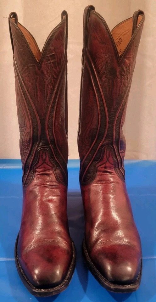 Botas de Vaquero Lucchese De Colección Negro Cereza 1350 Para Hombre 7 1/2 D 1LN18 San Antonio Foto 4 de 4