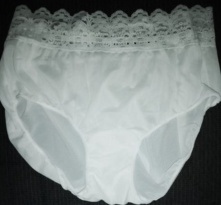 OLGA SECRET HUG WHITE GODDESS SHEER NYLON & LACE HIPSTER PANTY 10/3X