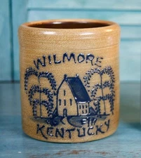 Maple City Pottery 2010 Stoneware Crock Blue Salt Glaze 5.25" Wilmore Kentucky