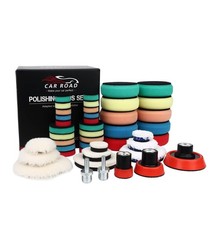 Polishing Pad Kit 44-Piece Set - 10x 3" Foam, 2x 3" Wool, 16x 2" - Car Detailing