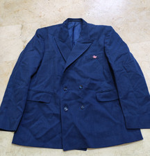 Vintage worsted wool double breasted navy classic jacket blazer 42R